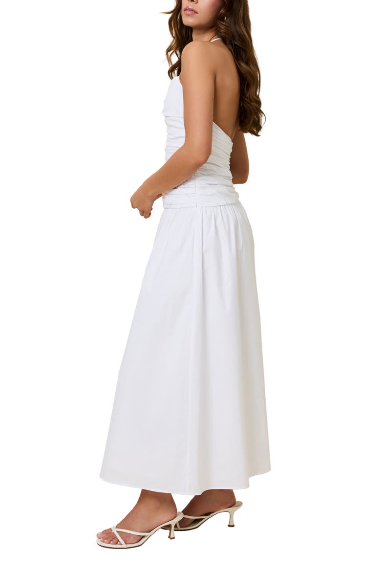 The Adina Ruched Halter Maxi Dress, Alternate, color, OPTIC WHITE