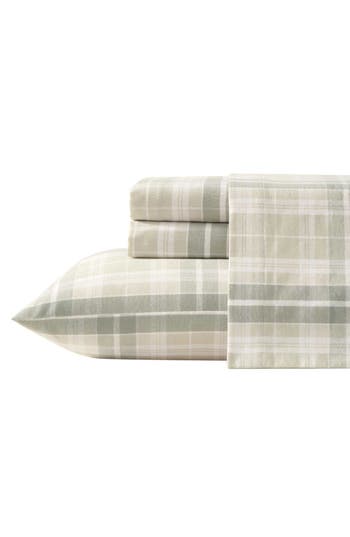 Laura Ashley Mulholland Plaid Cotton Flannel Sheet Set In Neutral