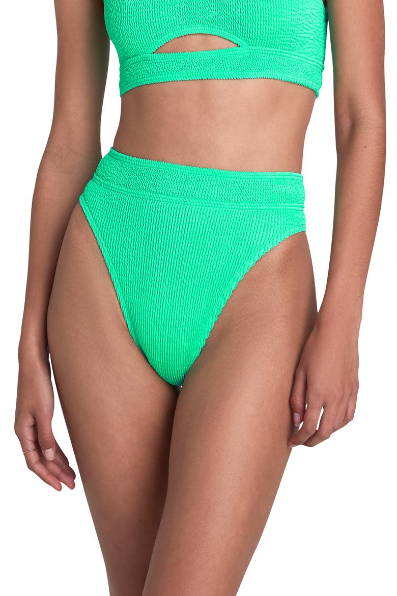BOUND by Bond-Eye The Savannah High Waist Bikini Bottoms, Main, color, JADE