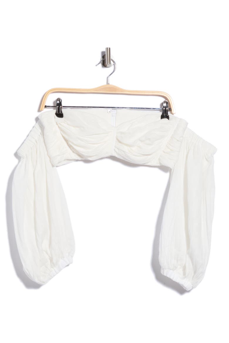 Dahlia Ruched Sweetheart Neck Crop Top, Alternate, color, WHITE