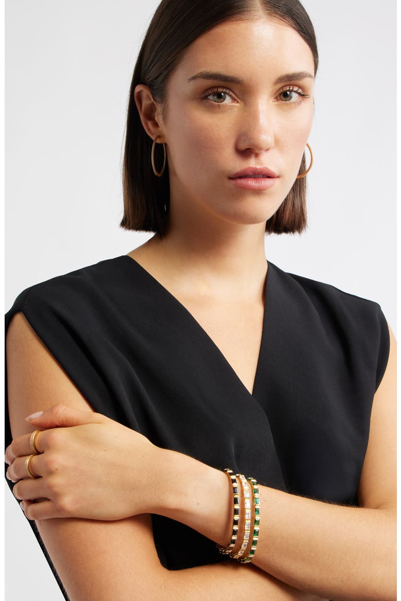 Cubic Zirconia Stretch Bracelet, Alternate, color, CLEAR- GOLD