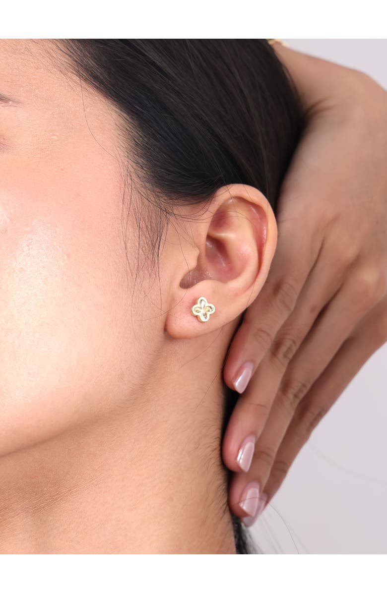 DEVATA Clover Stud Earrings in 14K Gold, 9mm, Alternate, color, Yellow Gold