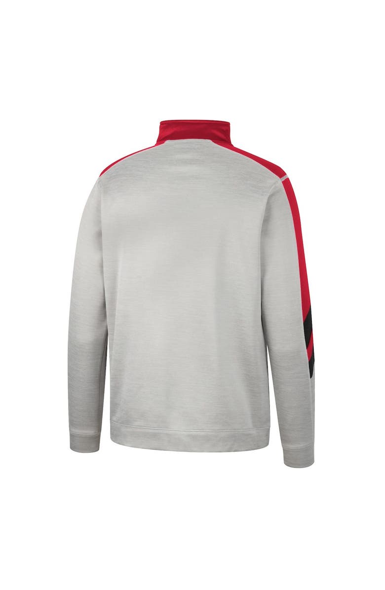 COLOSSEUM Men's Colosseum Gray/Scarlet Ohio State Buckeyes Bushwood Fleece Quarter-Zip Jacket, Alternate, color, Gray