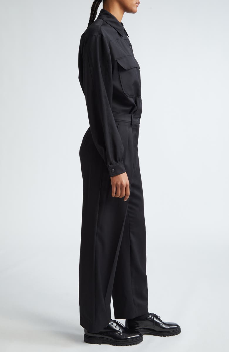 Max Mara Ragusa Pleated Virgin Wool Utility Jumpsuit, Alternate, color, 