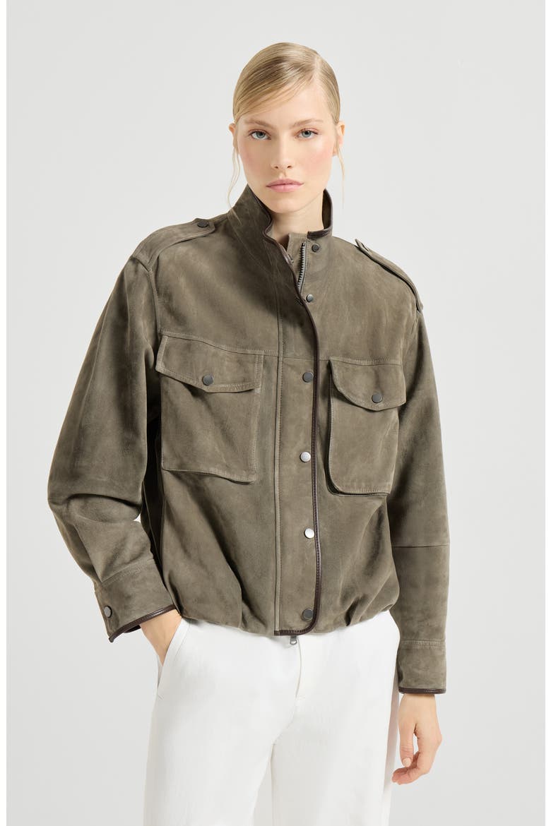 Couture suede outerwear, Main, color, Green