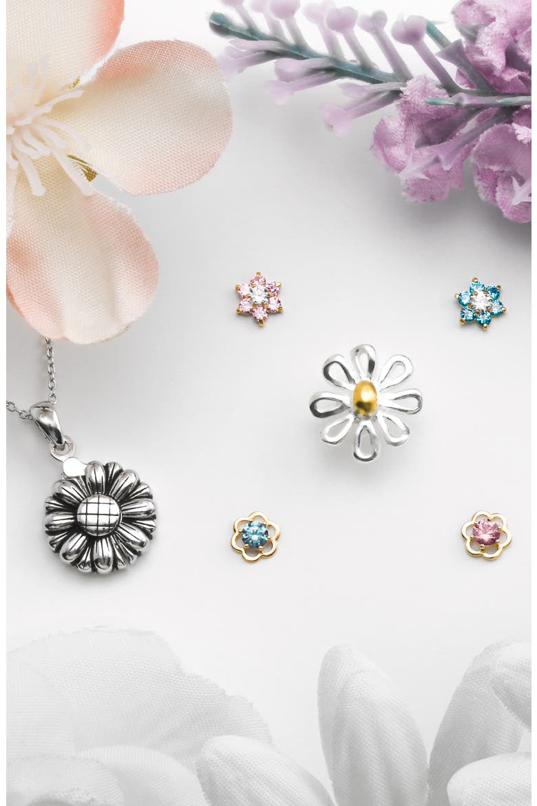Daisy Flower Stud Earrings, Alternate, color, SILVER