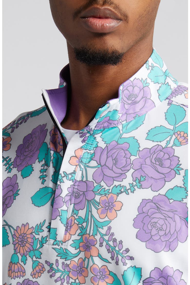 Stang Floral Quarter Zip Pullover, Alternate, color, PURPLE