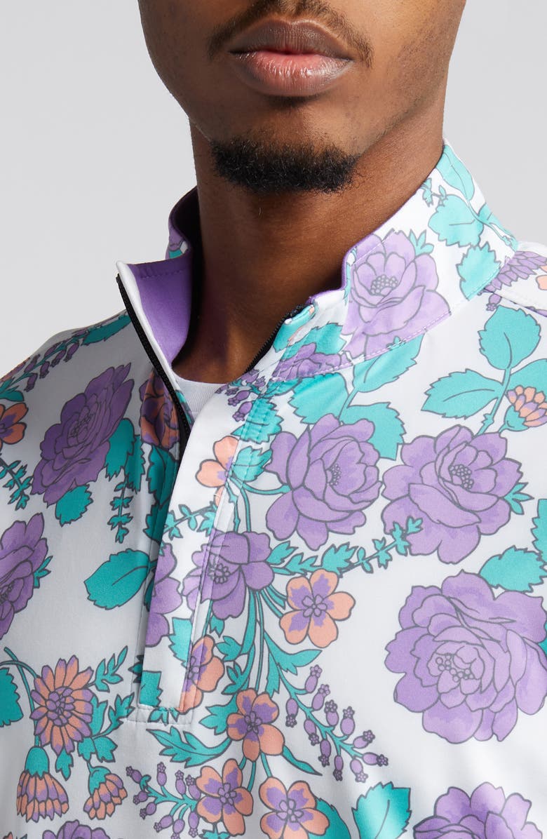 Swannies Stang Floral Quarter Zip Pullover, Alternate, color, Purple