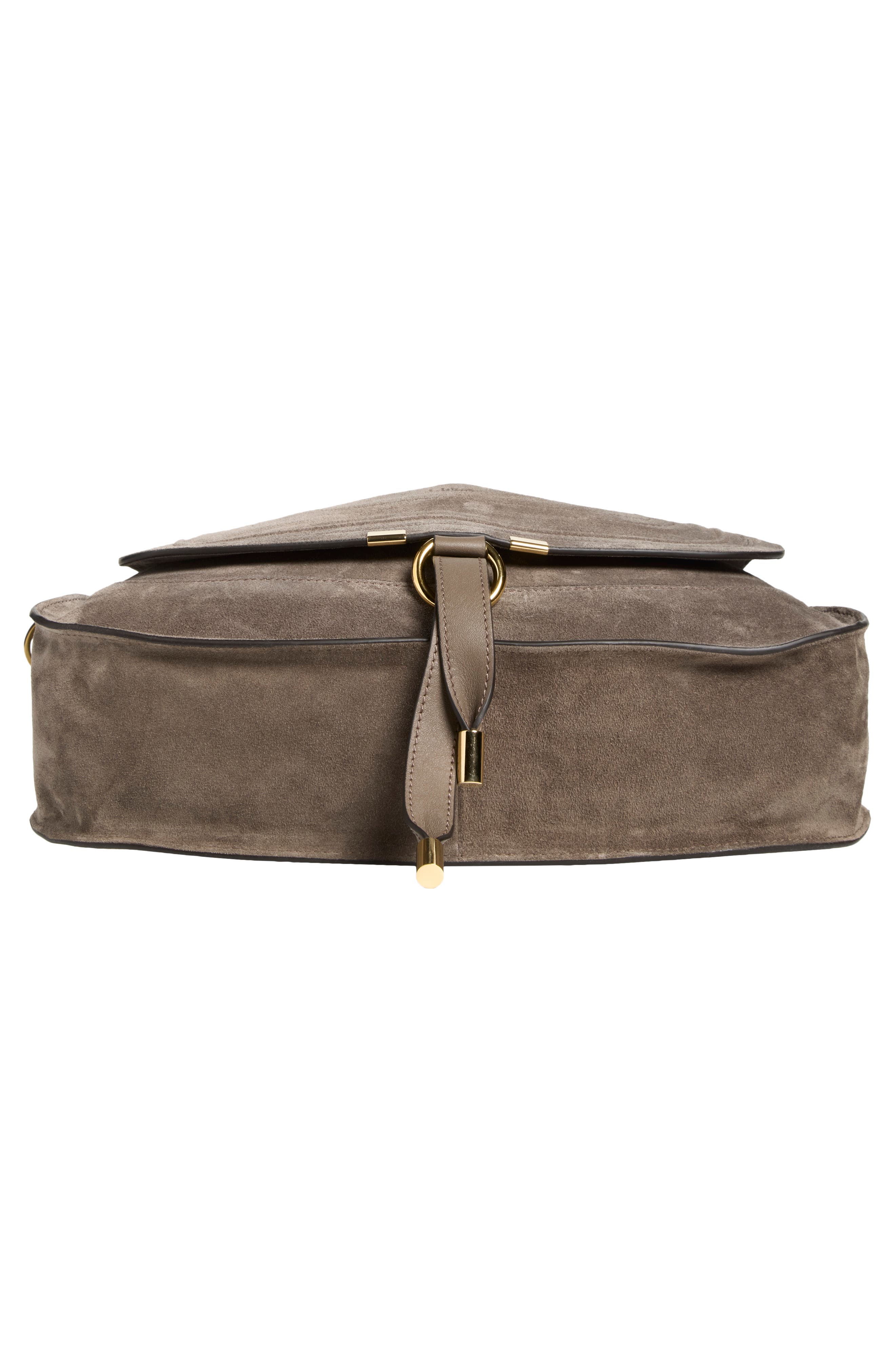 Small Marcie Suede Shoulder Bag, Alternate, color, NICKEL GREY