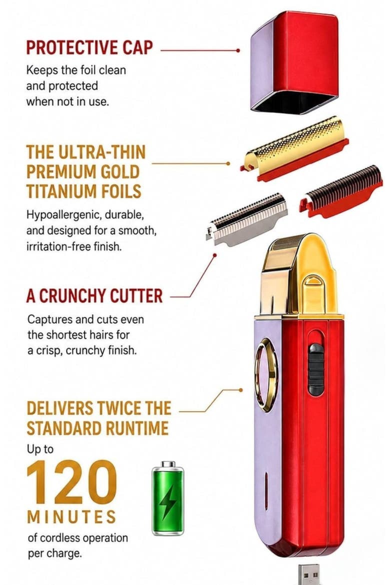 Uno Compact Cordless Single Foil Shaver, Alternate, color, Red