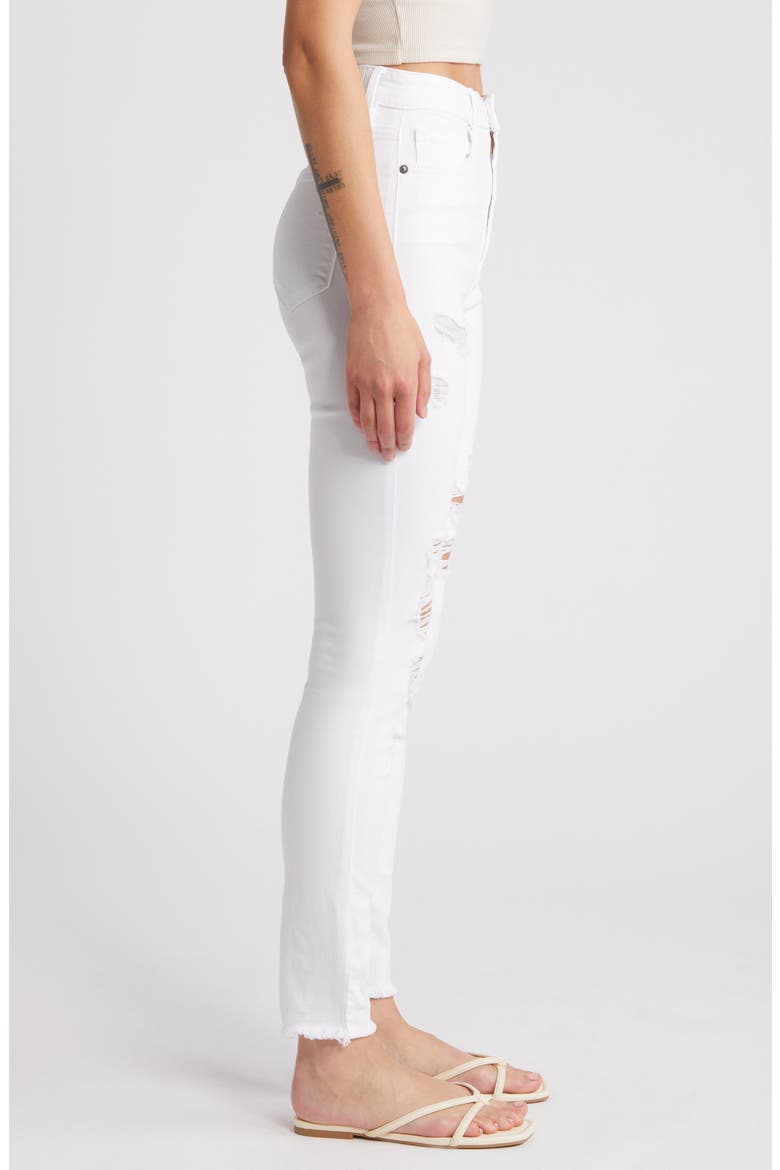 Distressed High Waist Ankle Skinny Jeans, Alternate, color, WHITE