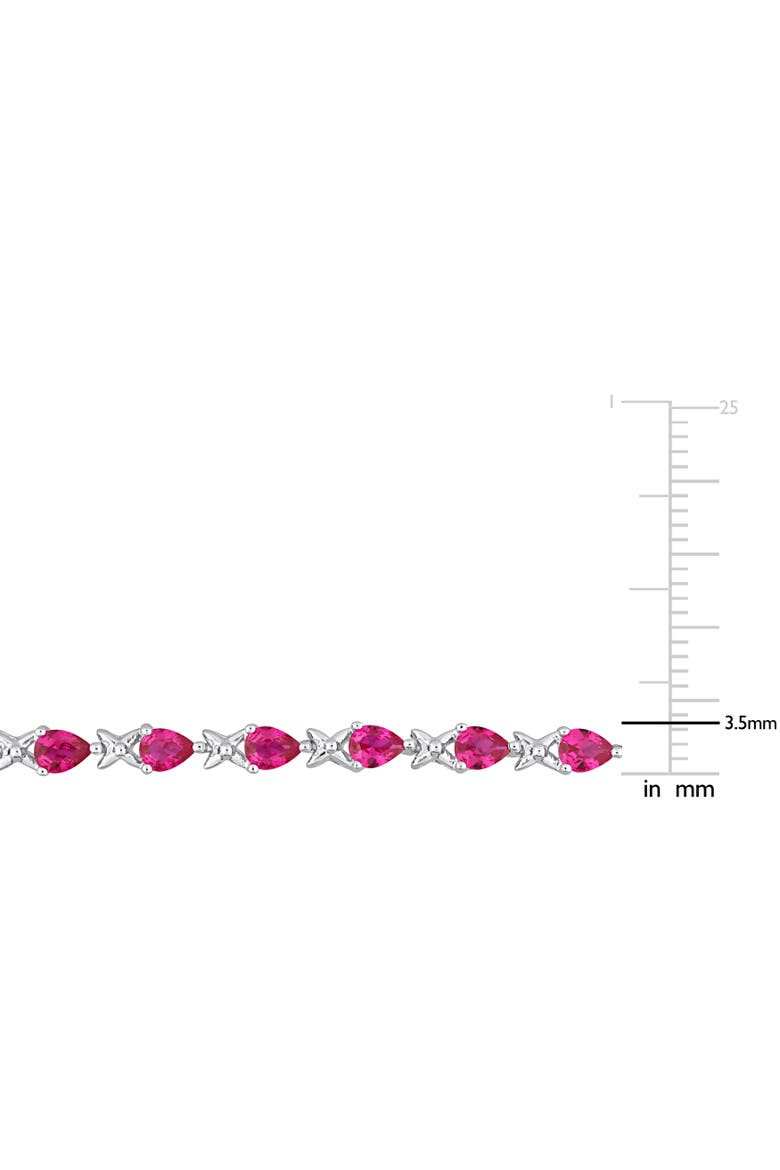 Lab-Created Gemstone Pear X Link Bracelet, Alternate, color, Lab-Created Ruby