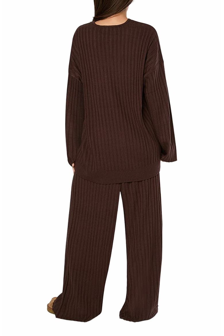 Oversized V Neck Sweater, Alternate, color, BROWN