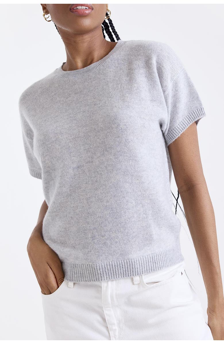 1982 Esme Short Sleeve 100% Cashmere Top, Alternate, color, Super Grey