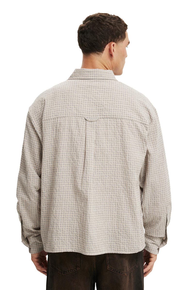 Cotton On Men's Hudson Long Sleeve Shirt, Alternate, color, Stone Micro Check