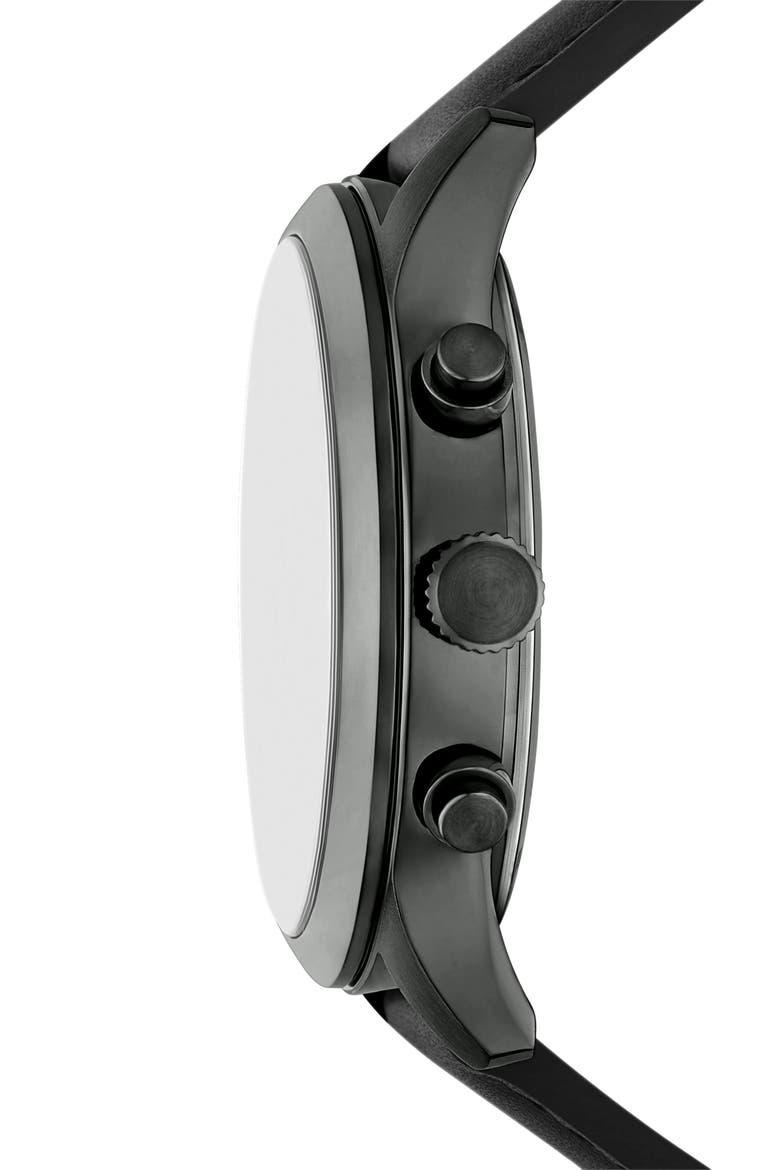 Bennett Chronograph Leather Strap Watch, 45mm, Alternate, color, BLACK