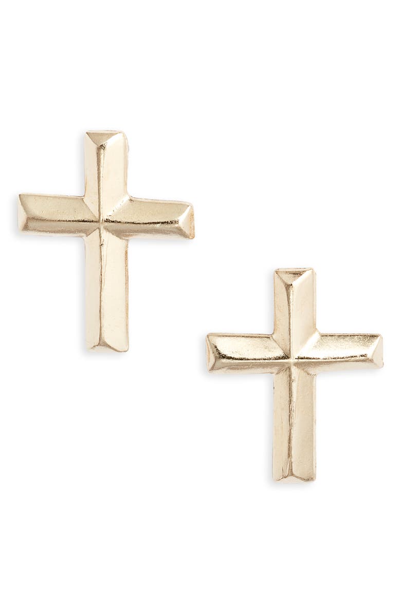 Set & Stones Micah Cross Stud Earrings, Main, color, Gold