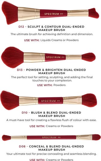 SPECTRUM Very Cherry 10-Piece Dual Ended Makeup Brush, Sponge