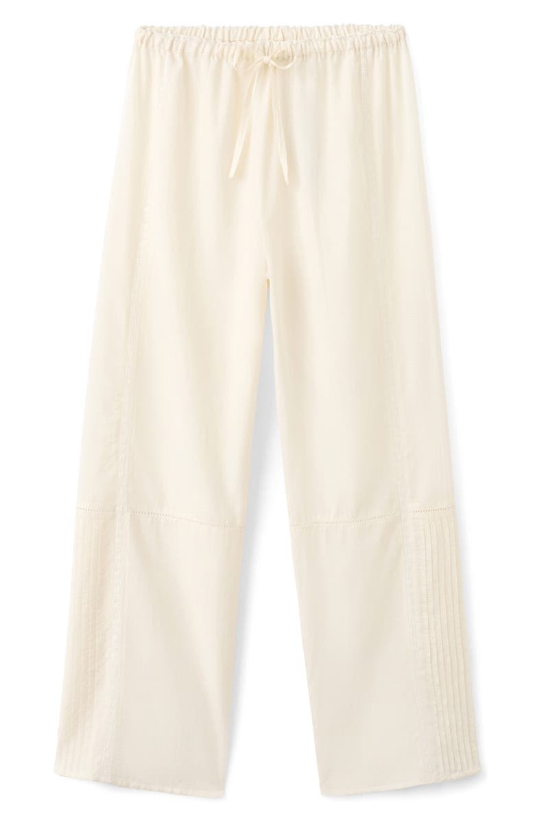 MANGO Lace Trim Cotton Blend Pajamas, Main, color, Vanilla