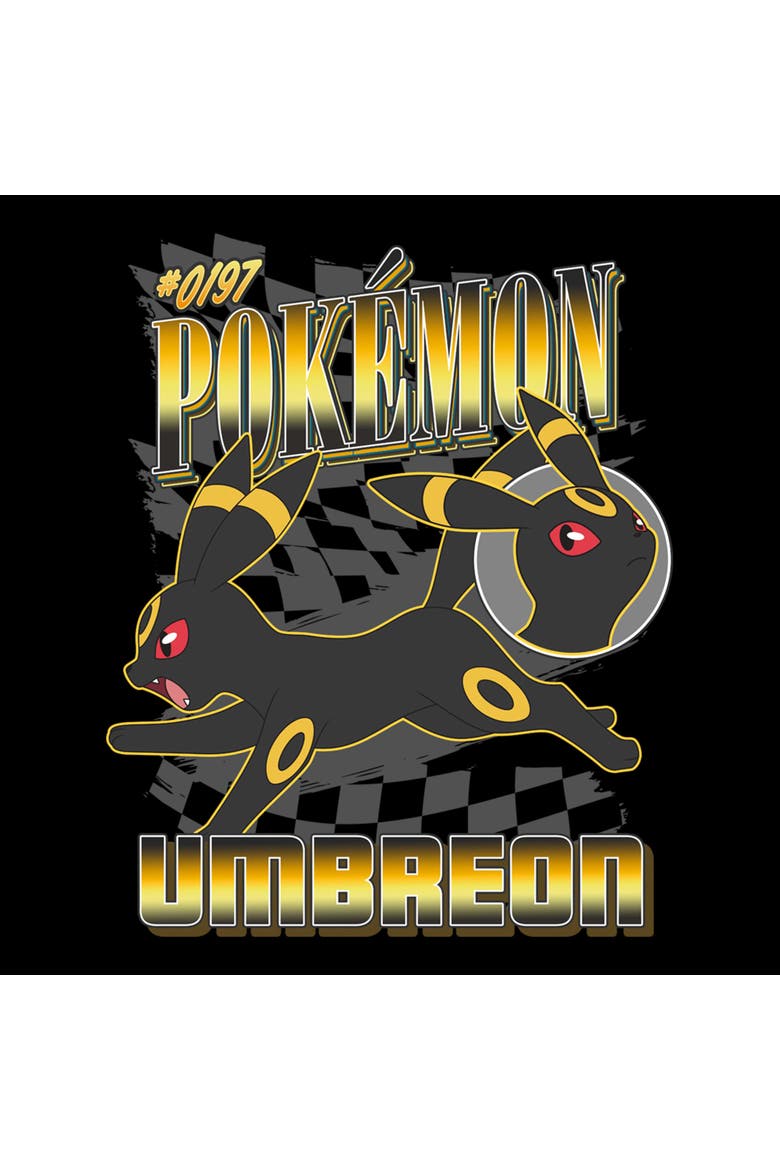 Boy's Pokemon Umbreon 0197 Retro Check  Graphic T-Shirt, Alternate, color, Black
