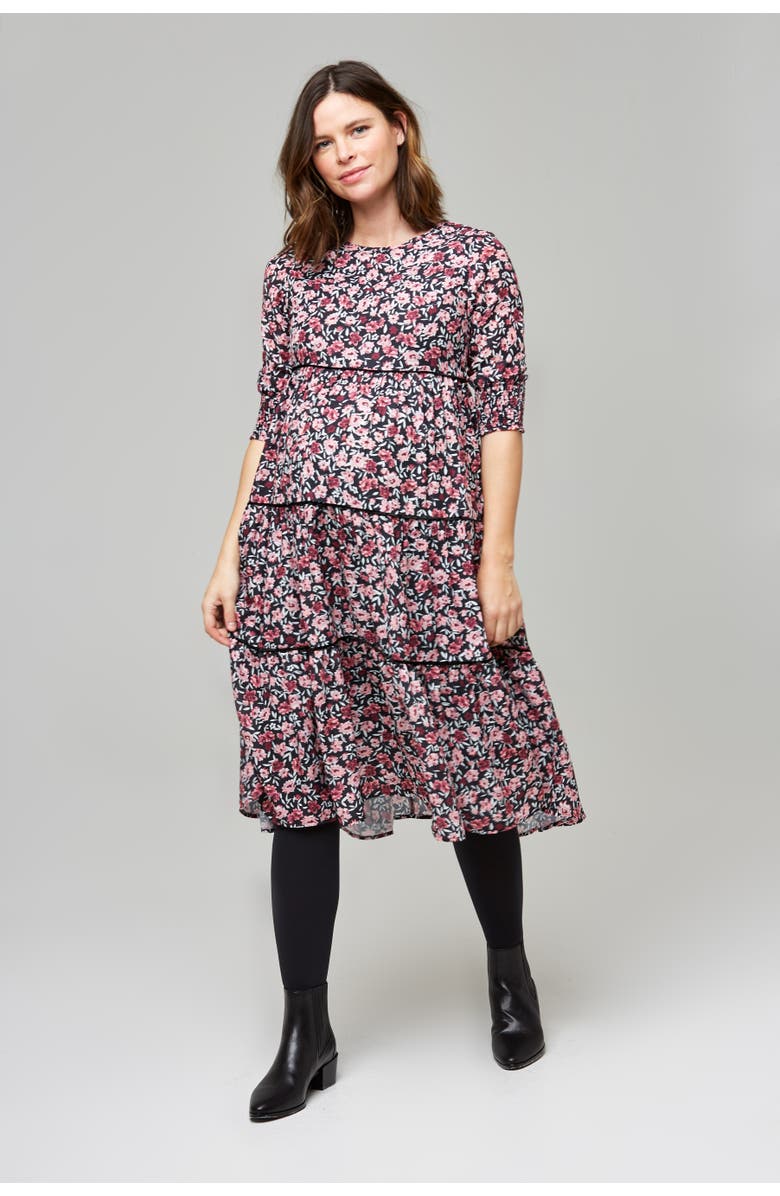 Nom Maternity Aurora Maternity & Nursing Dress, Alternate, color, Winter Floral
