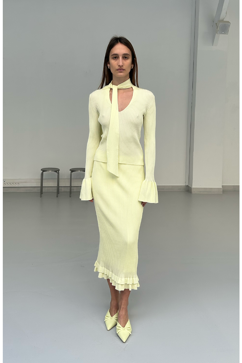 Sunny Rib Knit Pencil Skirt, Alternate, color, Pale Yellow