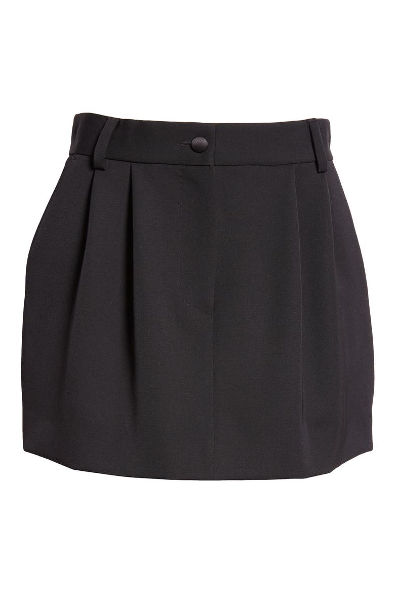 Virgin Wool & Silk Blend Gabardine Tuxedo Skirt, Alternate, color, NERO