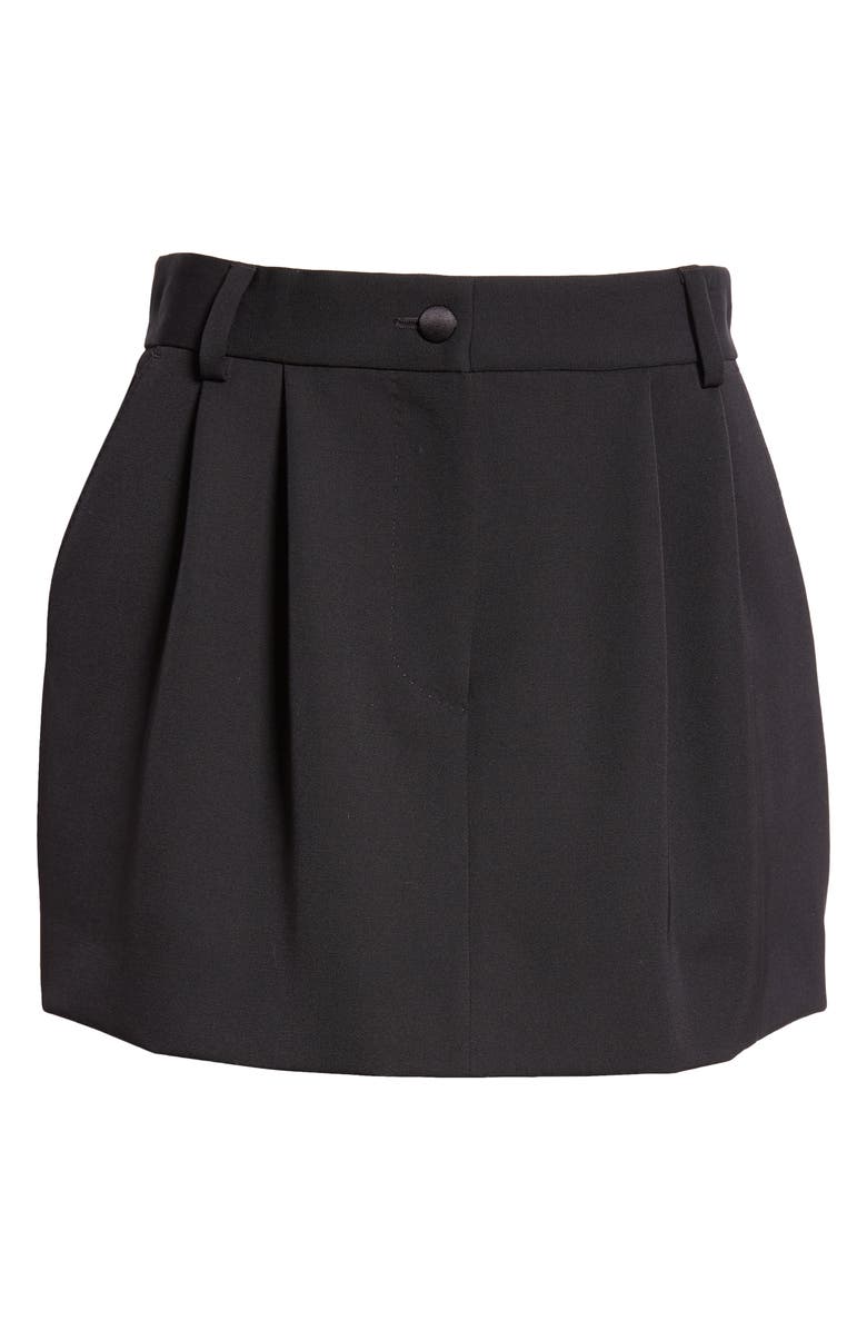 Dolce&Gabbana Virgin Wool & Silk Blend Gabardine Tuxedo Skirt, Alternate, color, Nero