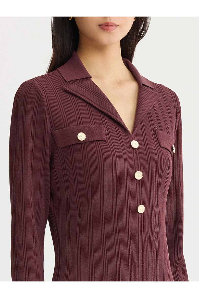 Fit & Flare Soft Ribbed Knit Midi Dress, Alternate, color, Mahogany