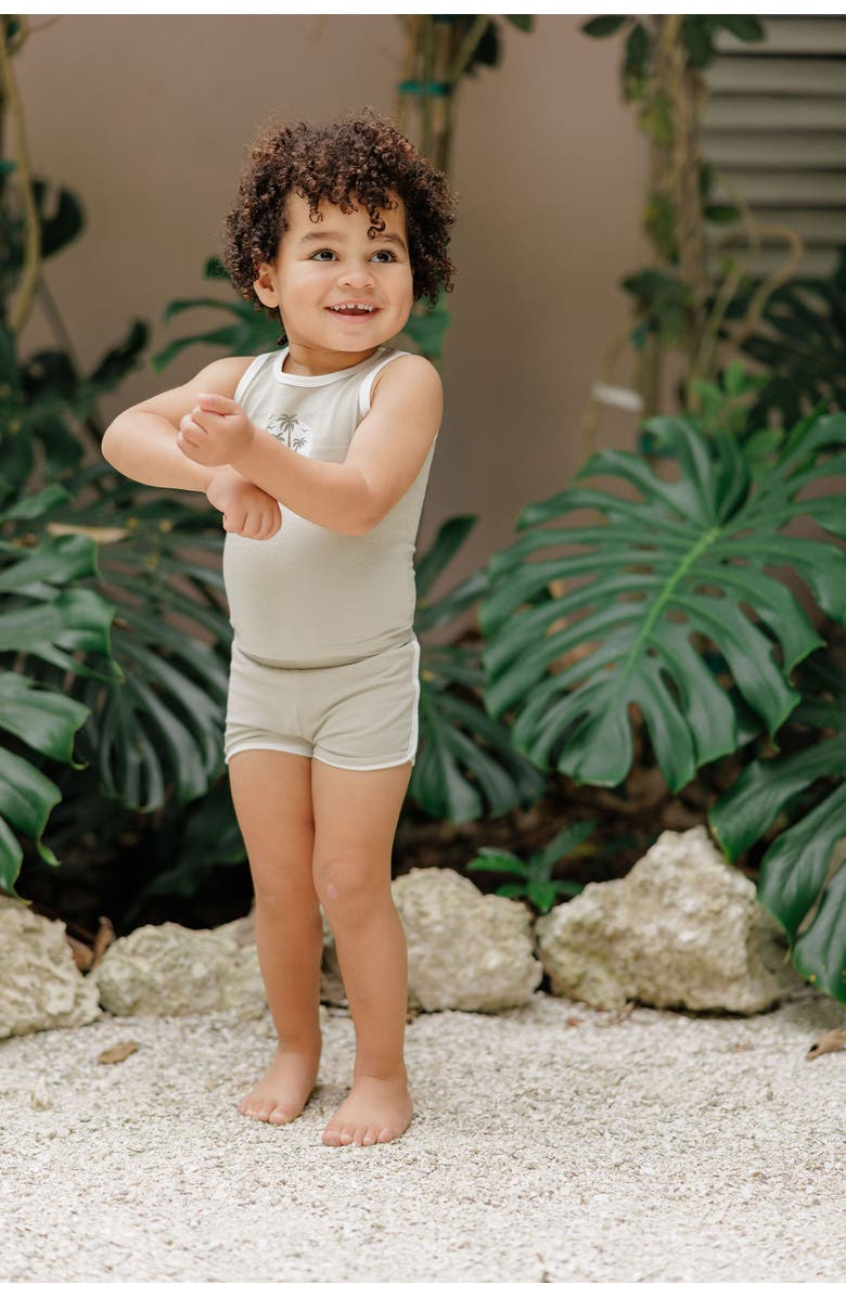 Ely's & Co. Printed Palm Trees Collection - Boys Tank and Shorts, Alternate, color, Sage