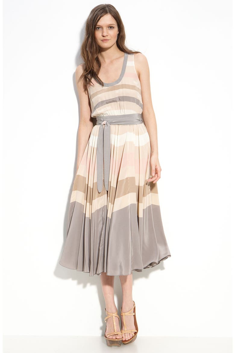 'Simone' Stripe Silk Dress, Main, color, SANDBOX MULTI