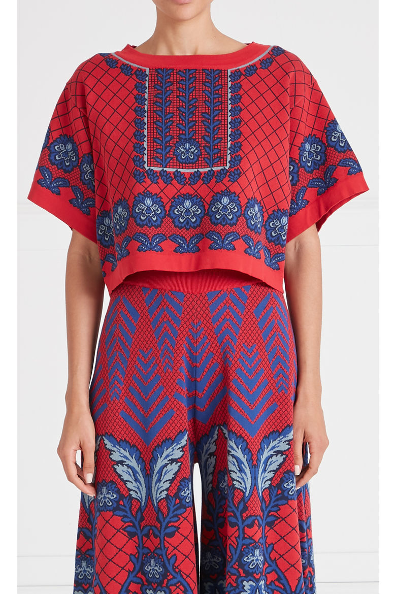 Francis Grid Knit Top, Main, color, Crimson