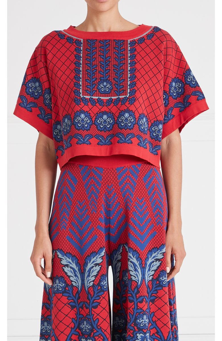 Temperley London Francis Grid Knit Top, Main, color, Crimson