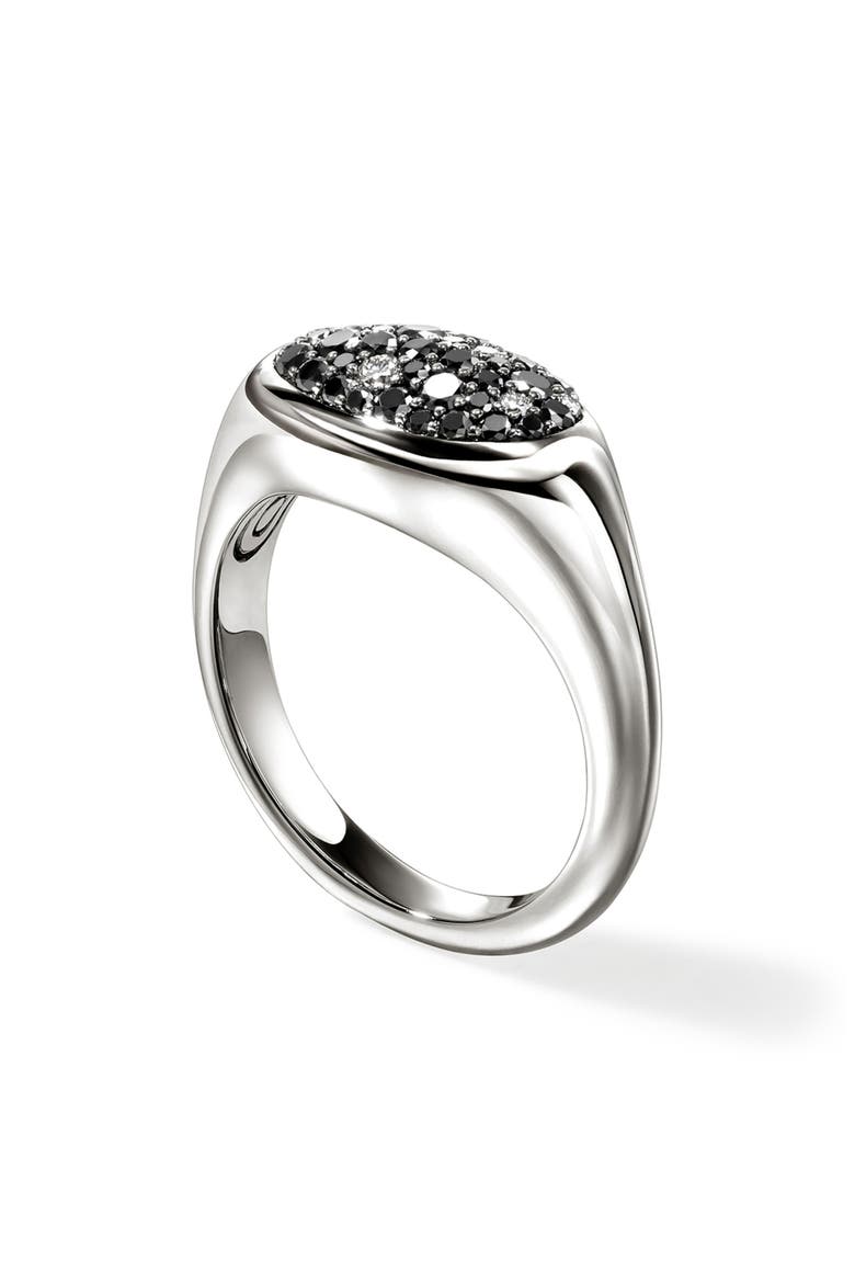 Pebble Ring, Sterling Silver, Black Sand Diamond Pavé, Main, color, SILVER