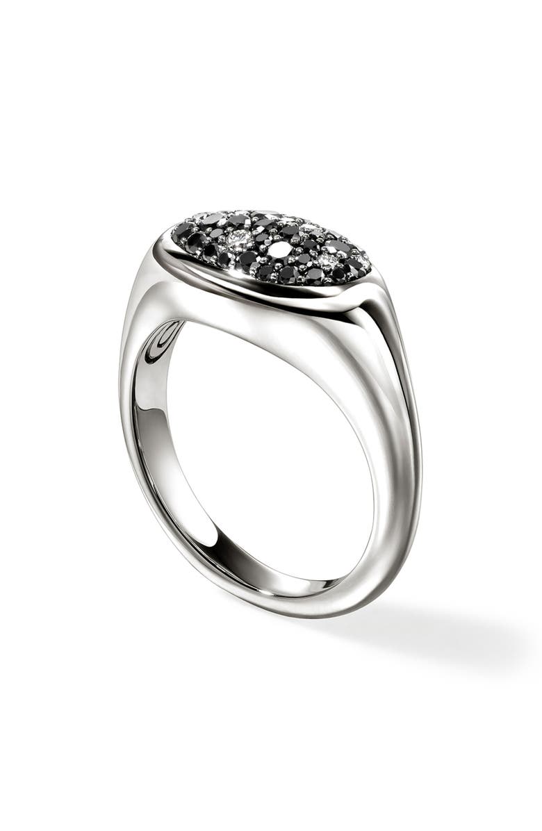 John Hardy Pebble Ring, Sterling Silver, Black Sand Diamond Pavé, Main, color,