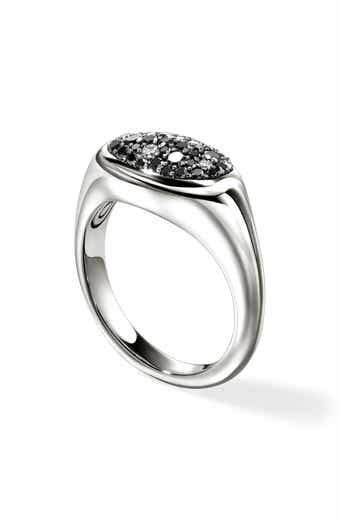 John Hardy Pebble Ring, Sterling Silver, Black Sand Diamond Pavé