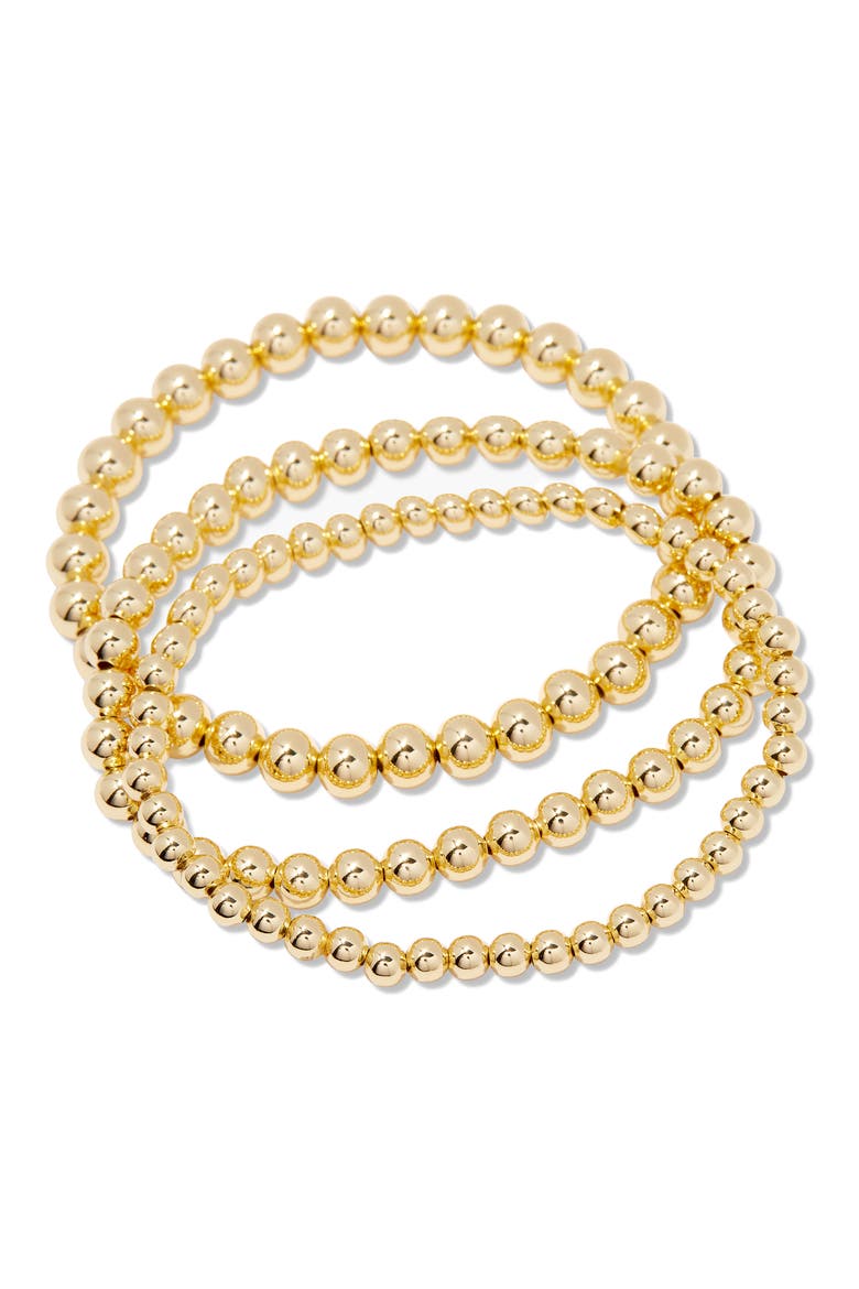 Makenna Set of 3 Beaded Stretch Bracelets, Alternate, color, GOLD