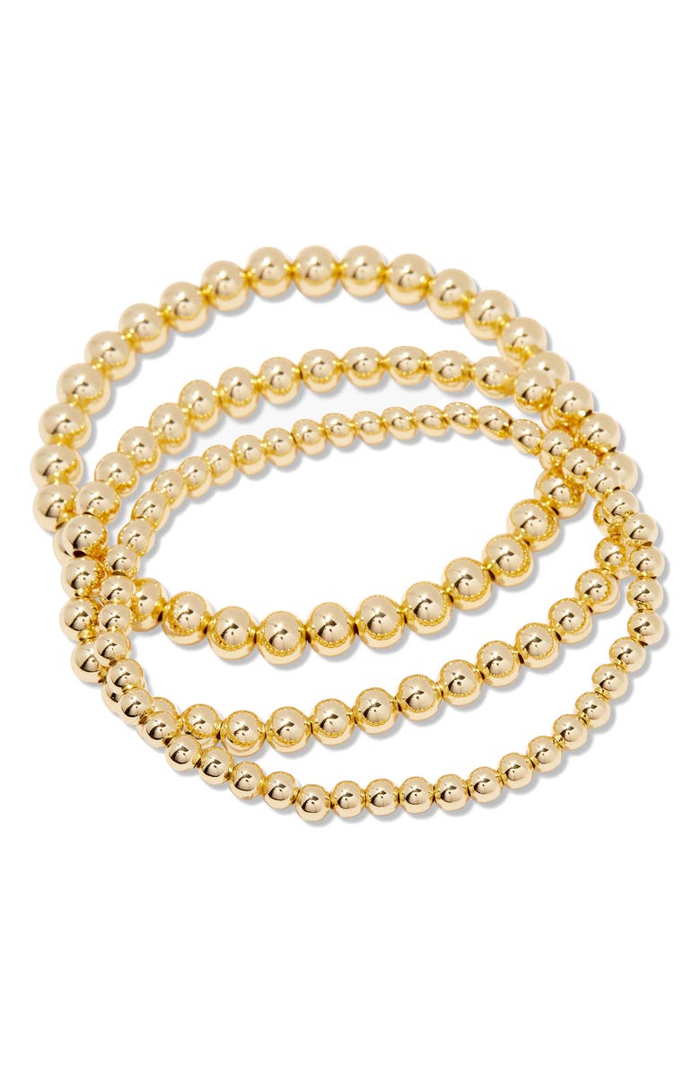 Brook and York Makenna Set of 3 Beaded Stretch Bracelets, Alternate, color, Gold