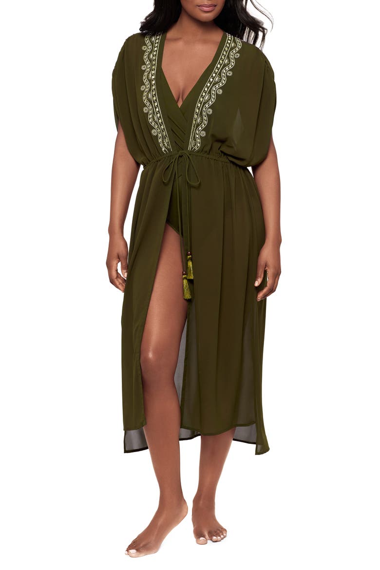 Beaded Embrodiered Georgette Cover-Up, Main, color, NORI