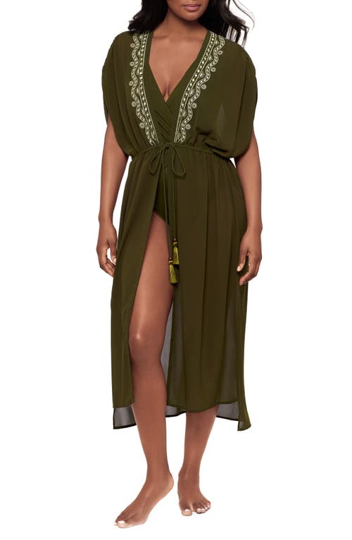 Miraclesuit ® Beaded Embrodiered Georgette Cover-up In Green
