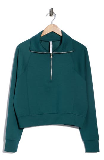 X By Gottex Scuba Knit Half Zip Sweatshirt In Green