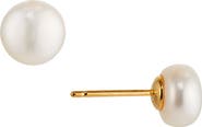 Nadri Freshwater Button Pearl Stud Earrings