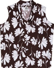 Anne Klein Floral Triple Pleat V-neck Top