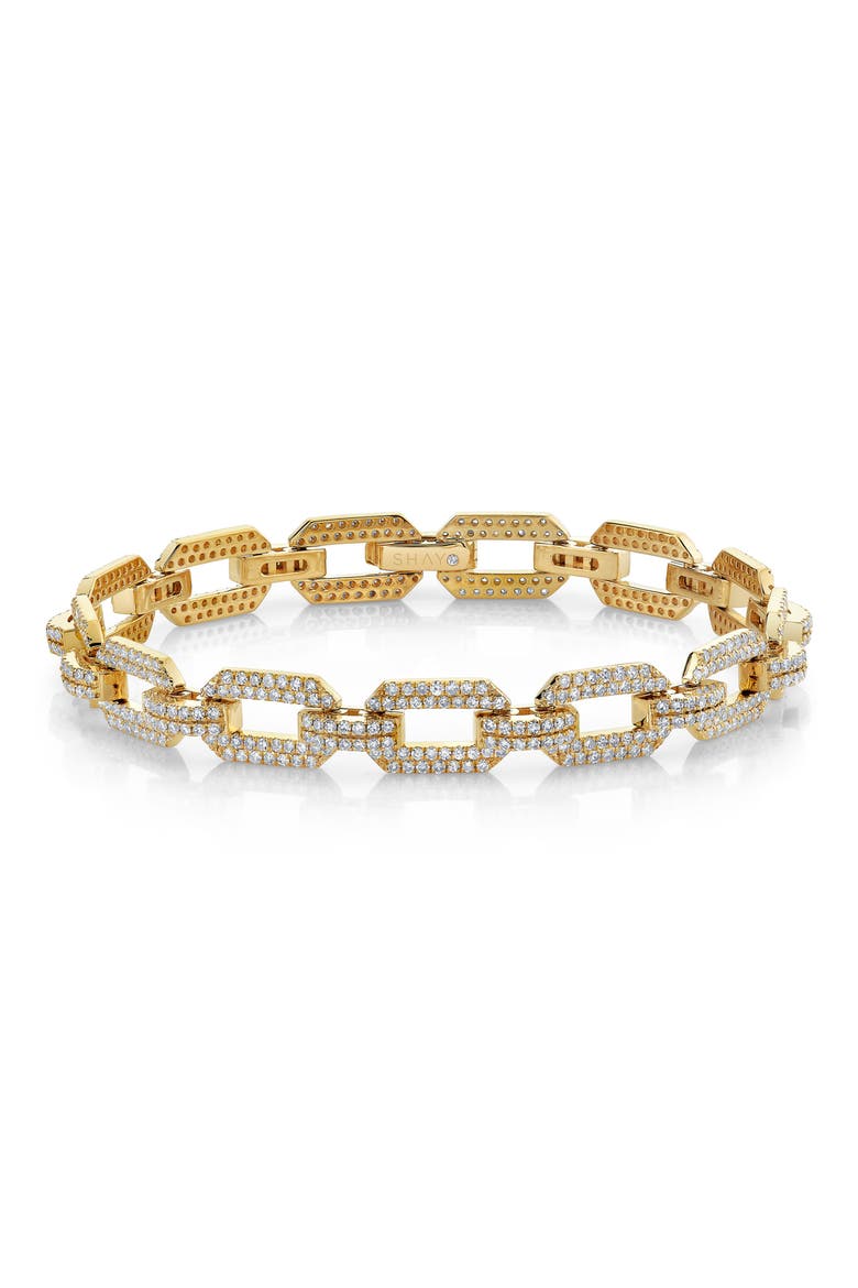Diamond Pavé Geo Link Bracelet, Main, color, YELLOW GOLD
