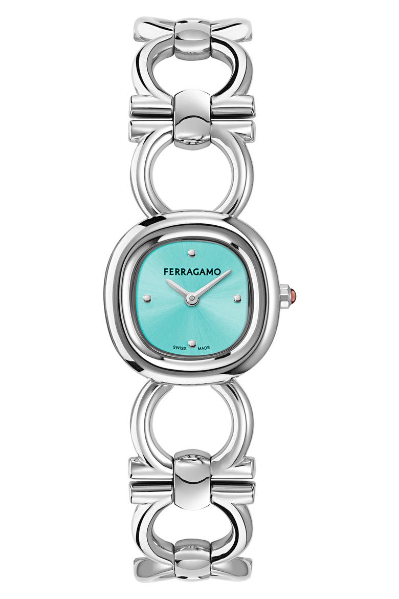 Double Gancini Bracelet Watch, 25mm, Main, color, STAINLESS STEEL