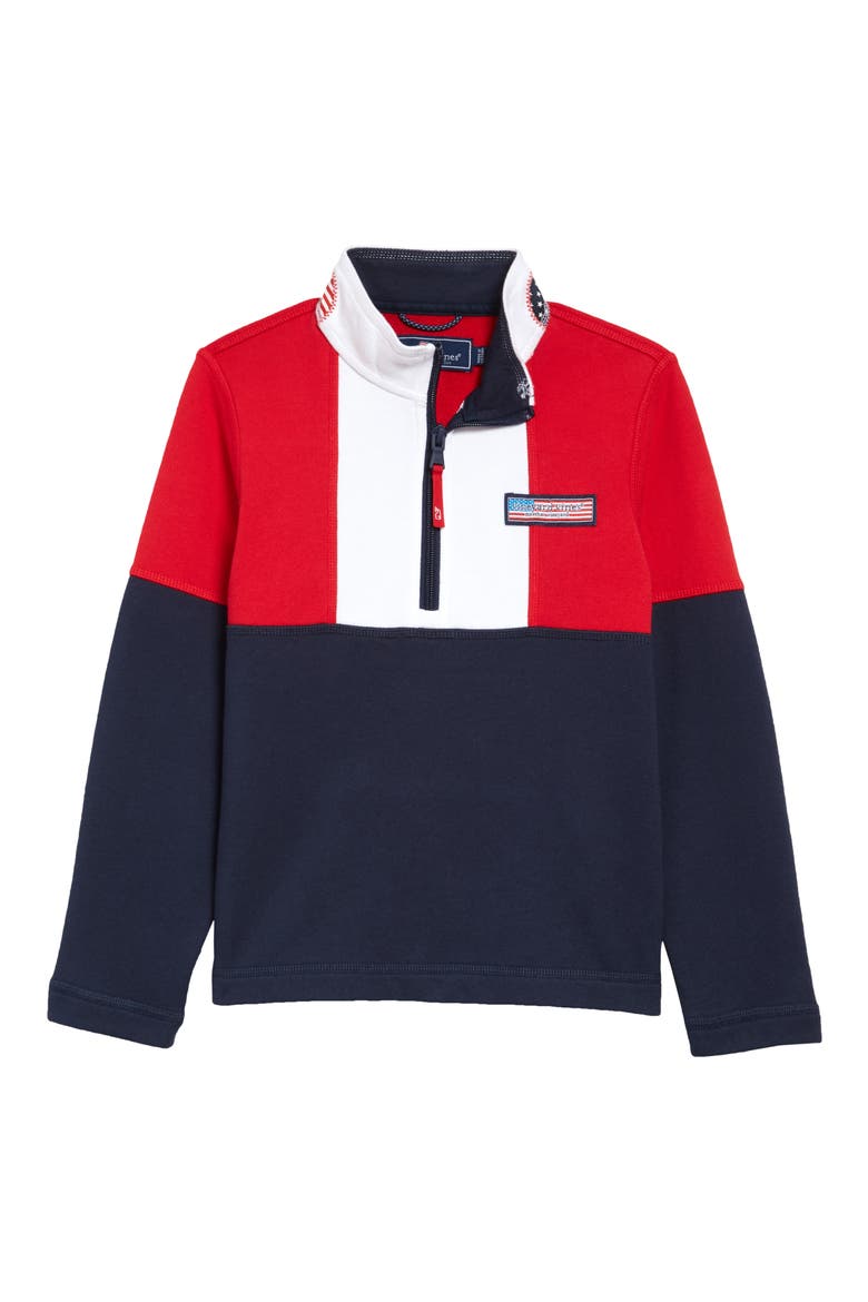America Shep Quarter Zip Pullover, Main, color, VINEYARD NAVY
