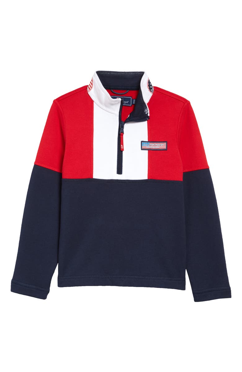 vineyard vines America Shep Quarter Zip Pullover, Main, color, 
