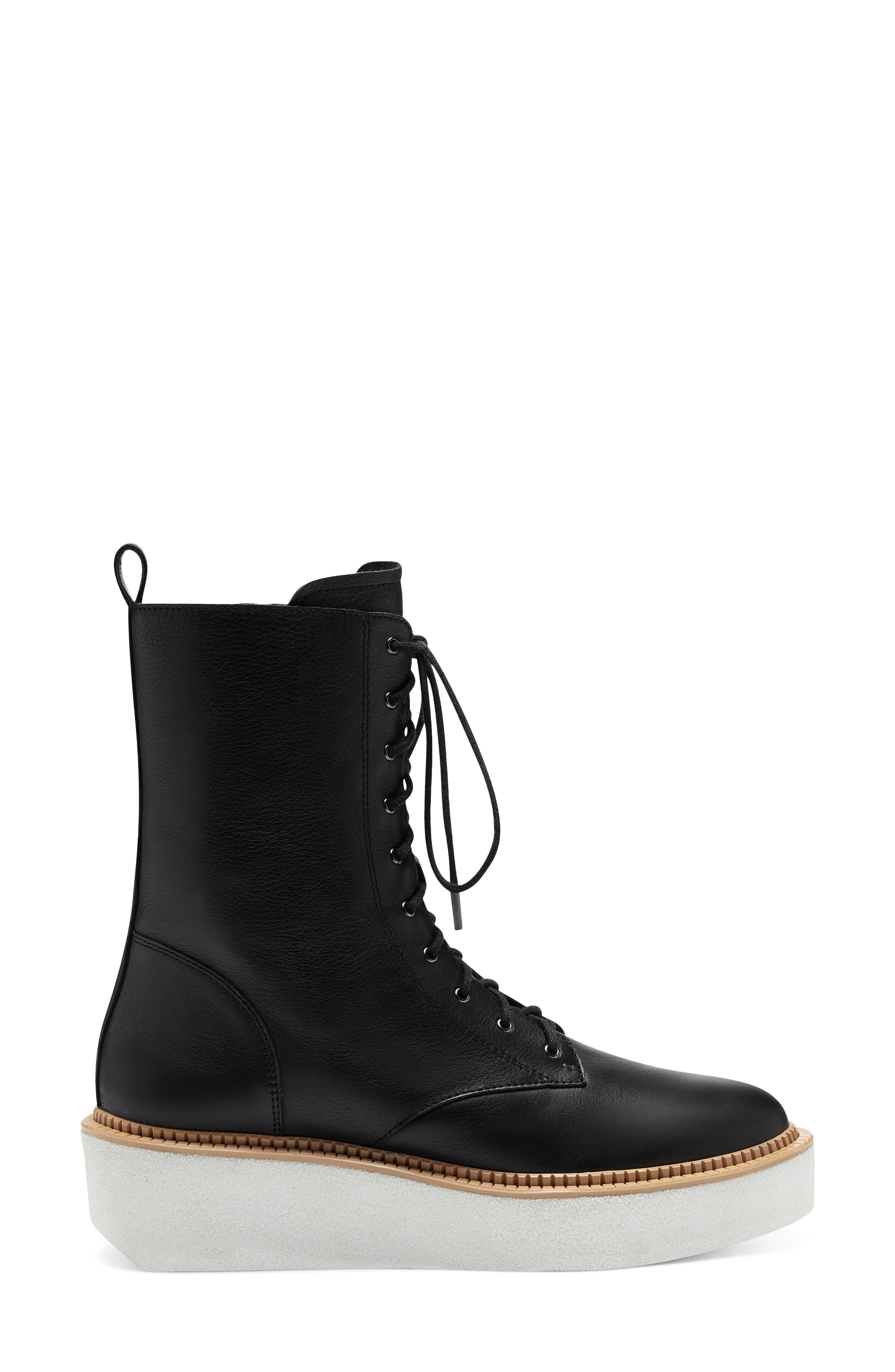 Niko Lace-Up Platform Bootie, Alternate, color, BLACK LEATHER