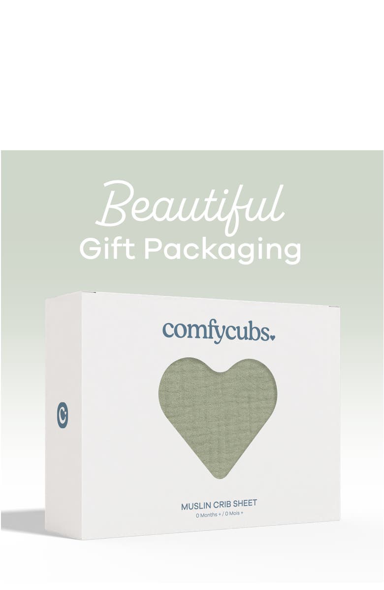 Comfy Cubs Muslin Fitted Crib Sheet, Alternate, color, Sage