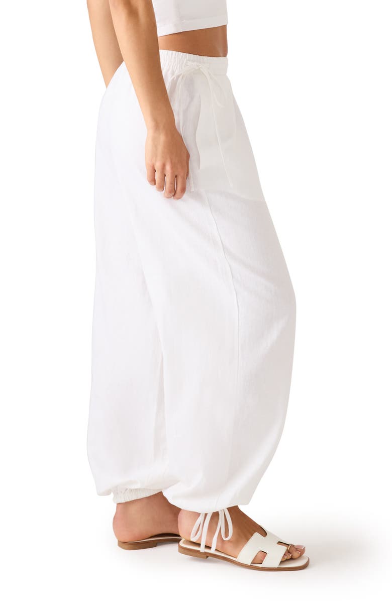 Steve Madden Divinia Tie Detail Linen Blend Pants, Alternate, color, White